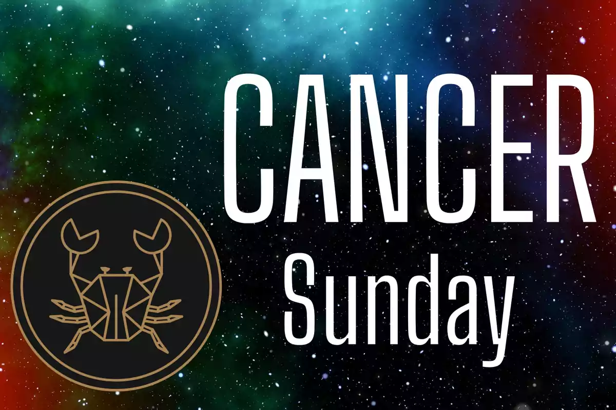 Galaxy background with the Cancer symbol and the words Cancer Sunday in large letters