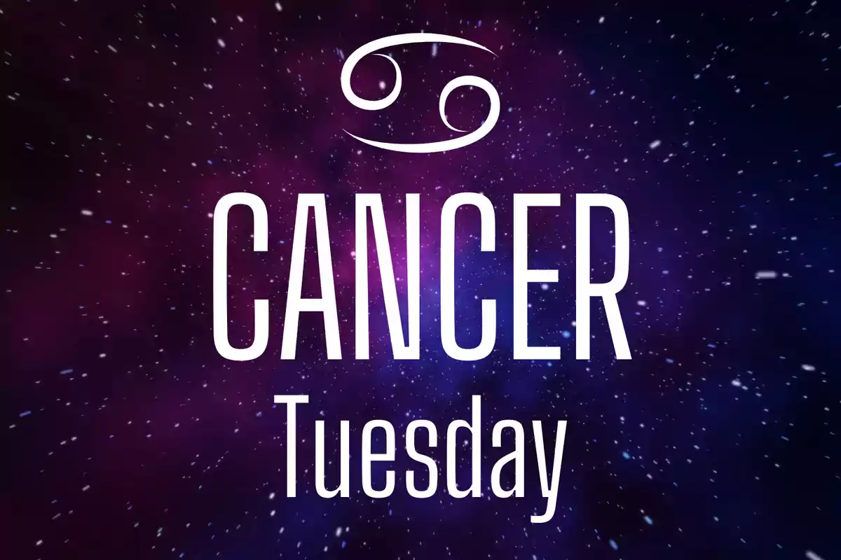 Starry background with the Cancer symbol and the words "Cancer Tuesday" in the center