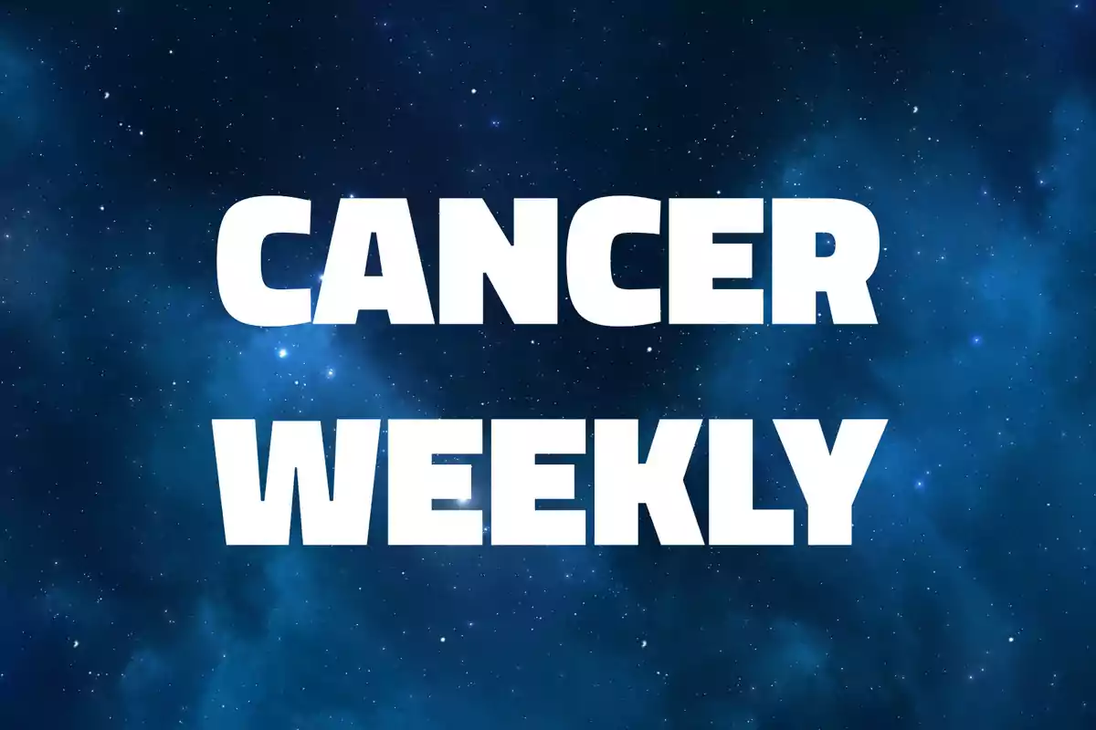 White text that says Cancer Weekly on a blue starry sky background.