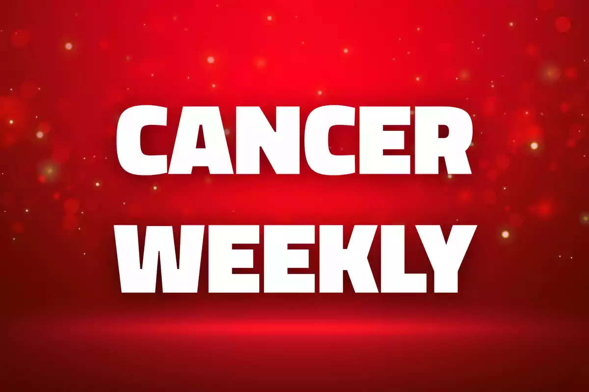 Text "Cancer Weekly" in white letters on a red background with sparkling highlights