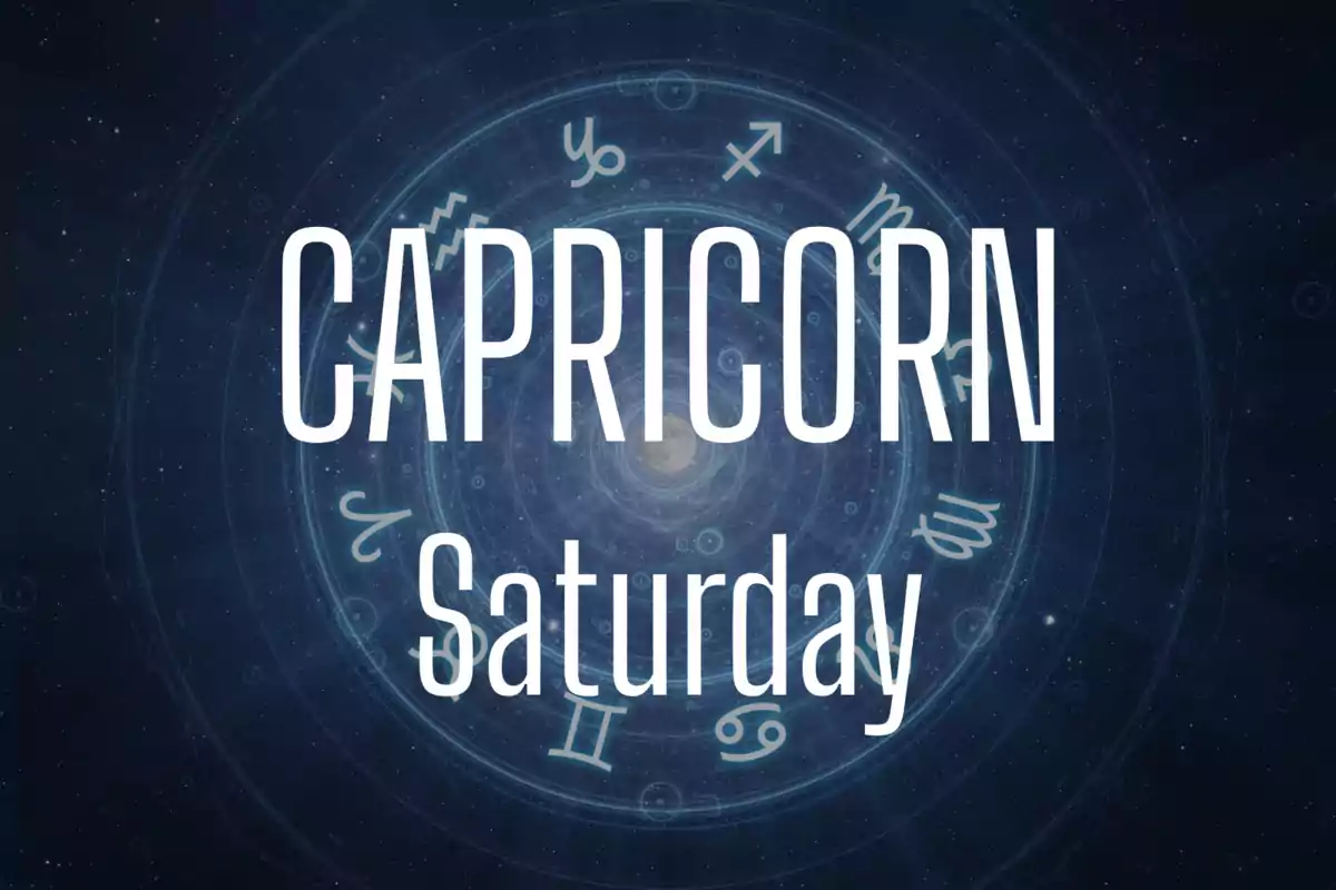 Zodiac signs background with the words Capricorn and Saturday in the center