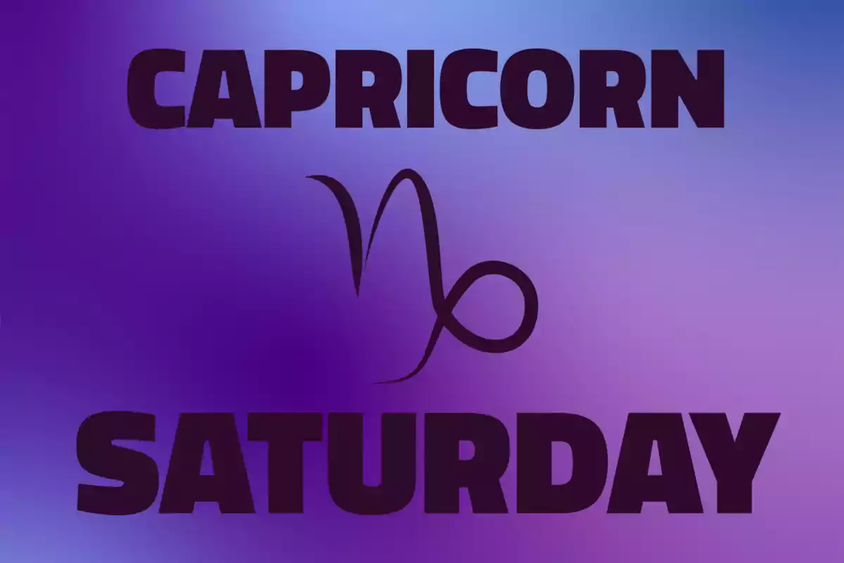 Gradient background in purple tones with the word "Capricorn" at the top, the Capricorn zodiac symbol in the center, and the word "Saturday" at the bottom.