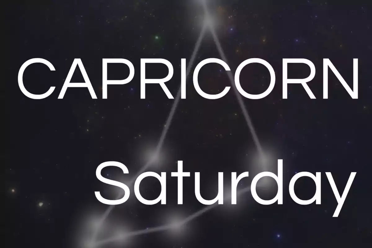 Text Capricorn and Saturday over a starry background with an illuminated constellation.