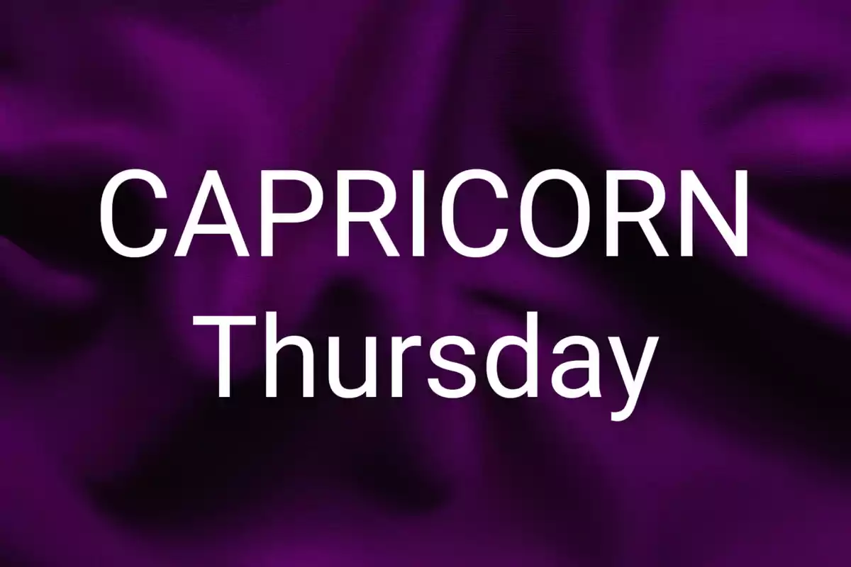 Capricorn Thursday text on a purple background.