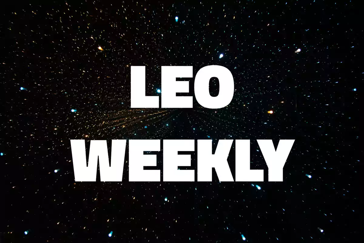 Large white letters reading "Leo Weekly" on a background of stars in space