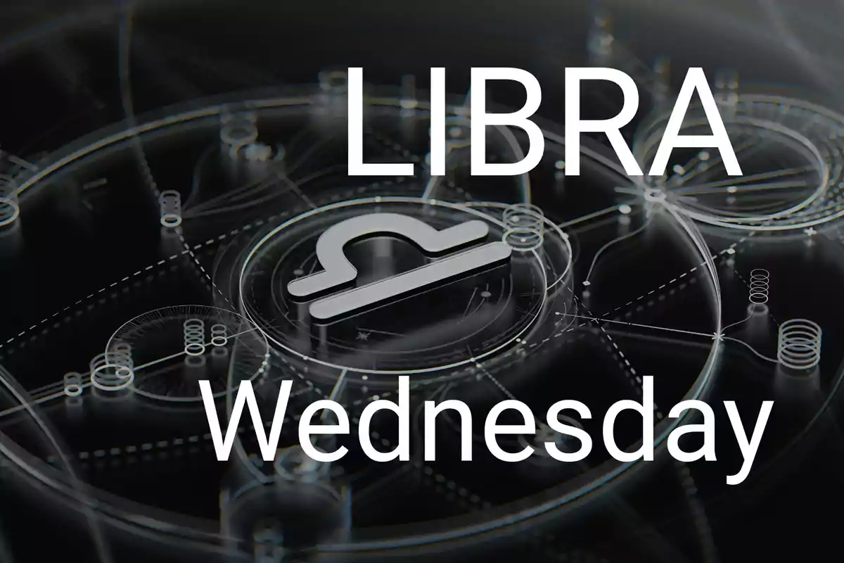 Libra sign with an abstract background and the word Wednesday in large letters