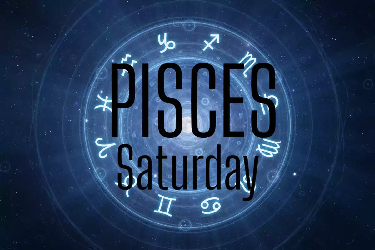 Pisces horoscope for Saturday with a background of zodiac signs in blue tones