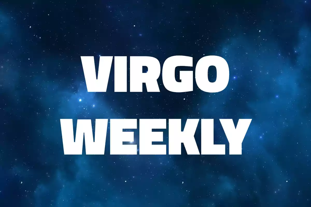 Virgo Weekly text in white letters on a dark blue starry sky background