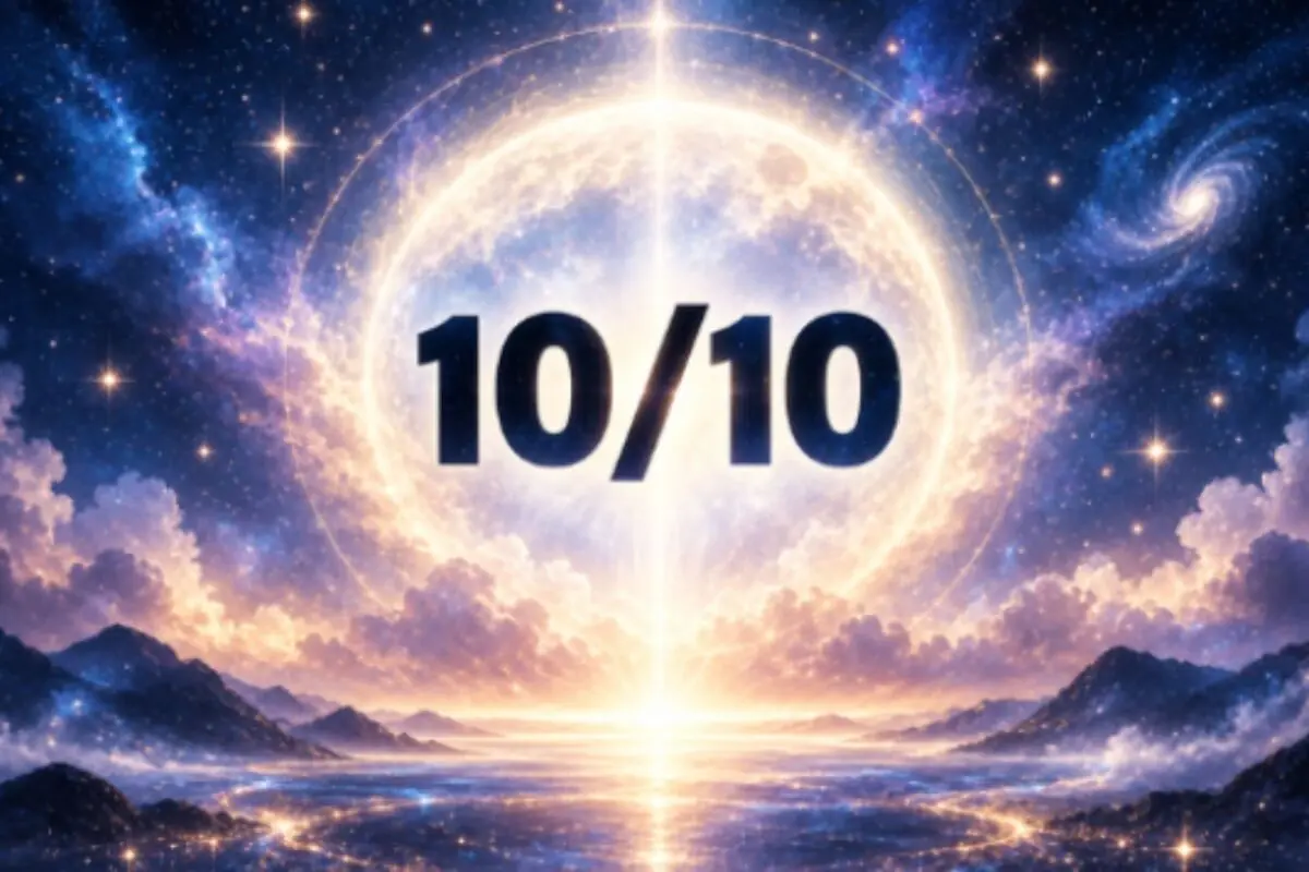 Number 10/10 over a bright cosmic sky and ocean with a total perfection effect. Number 10/10 over a bright cosmic sky and ocean with a total perfection effect.