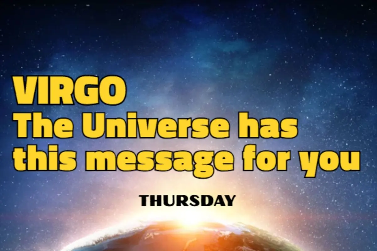 Image with motivational text for Virgo with the message “The Universe has this message for you Thursday” over a sunrise seen from space.