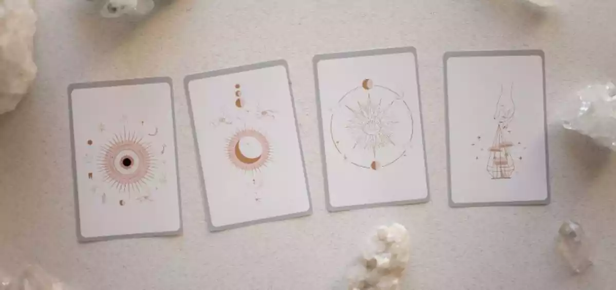 Tarot cards on a white table