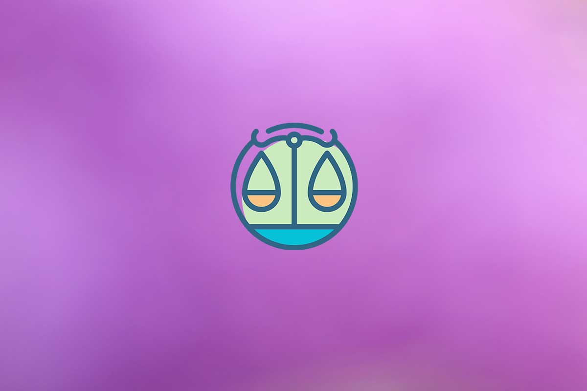 The Libra sign with a purple background